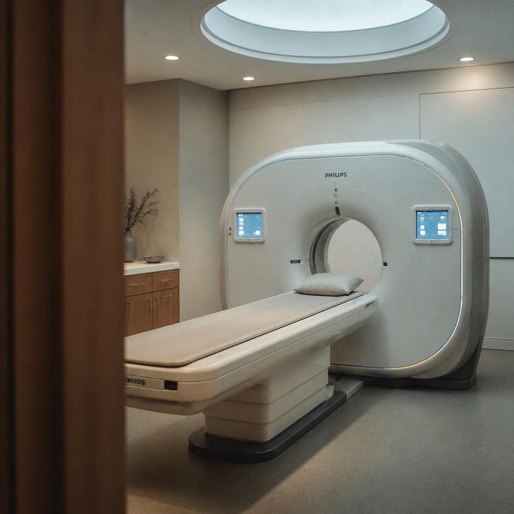 Modern medical imaging equipment in a clean hospital setting